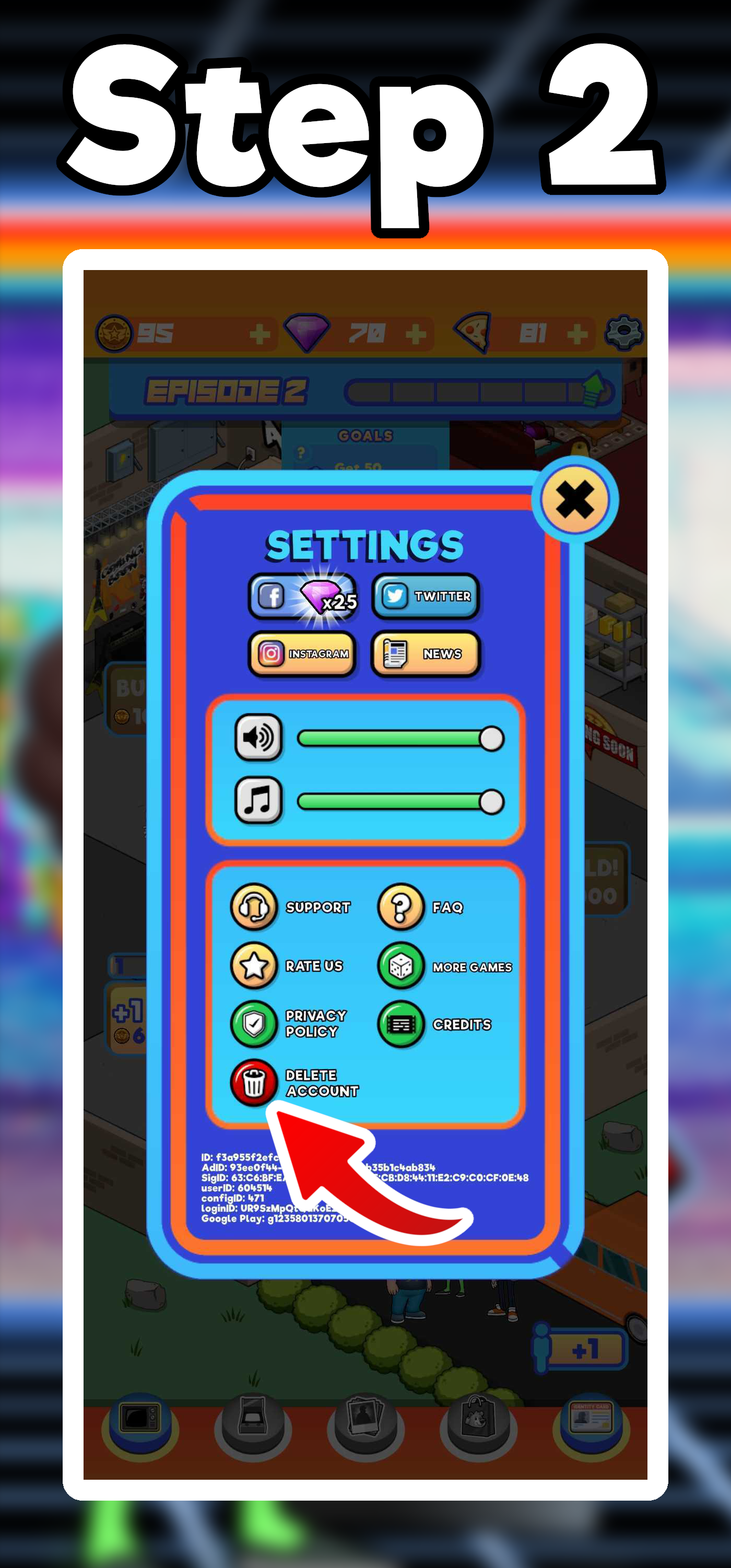 My Arcade Empire Account Deletion Step 2 - Delete Account Option