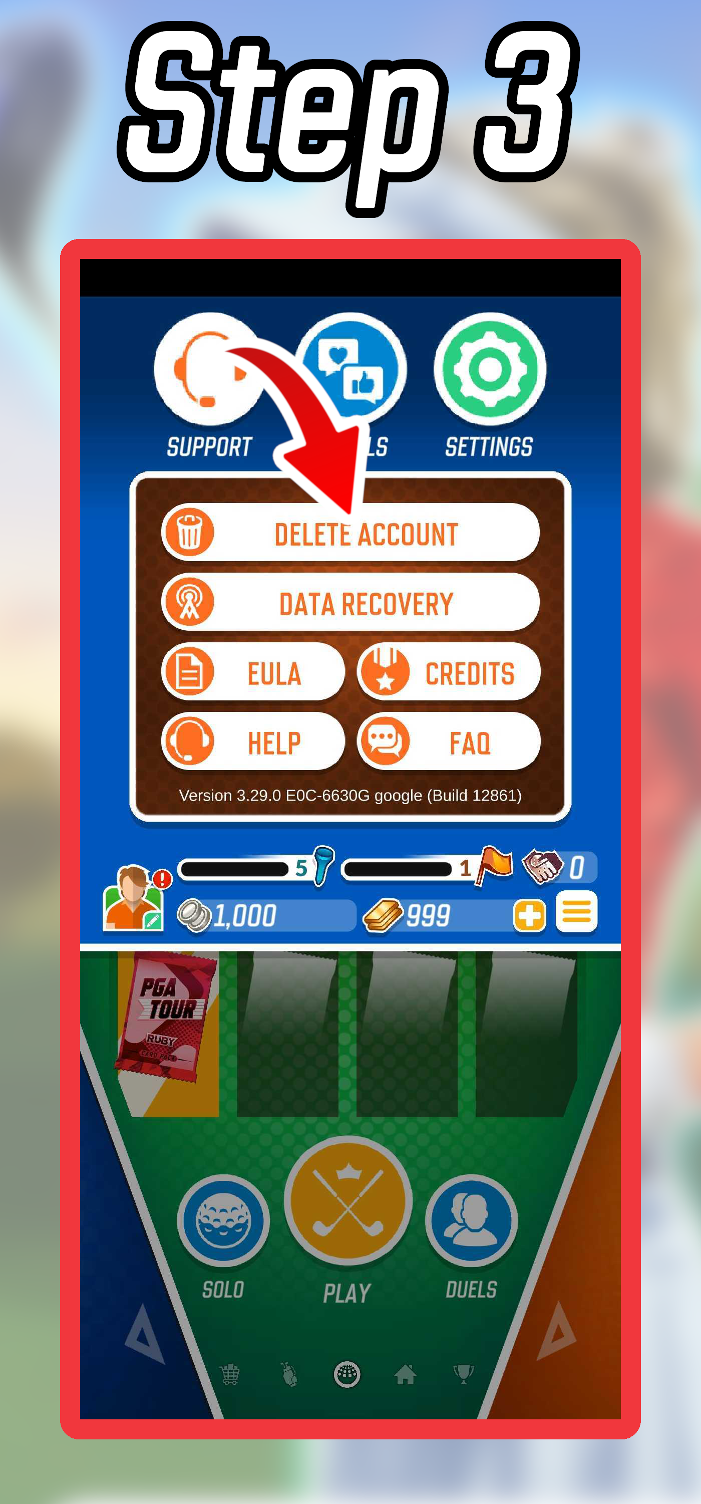 PGA TOUR Golf Shootout Account Deletion Step 3 - Delete Account