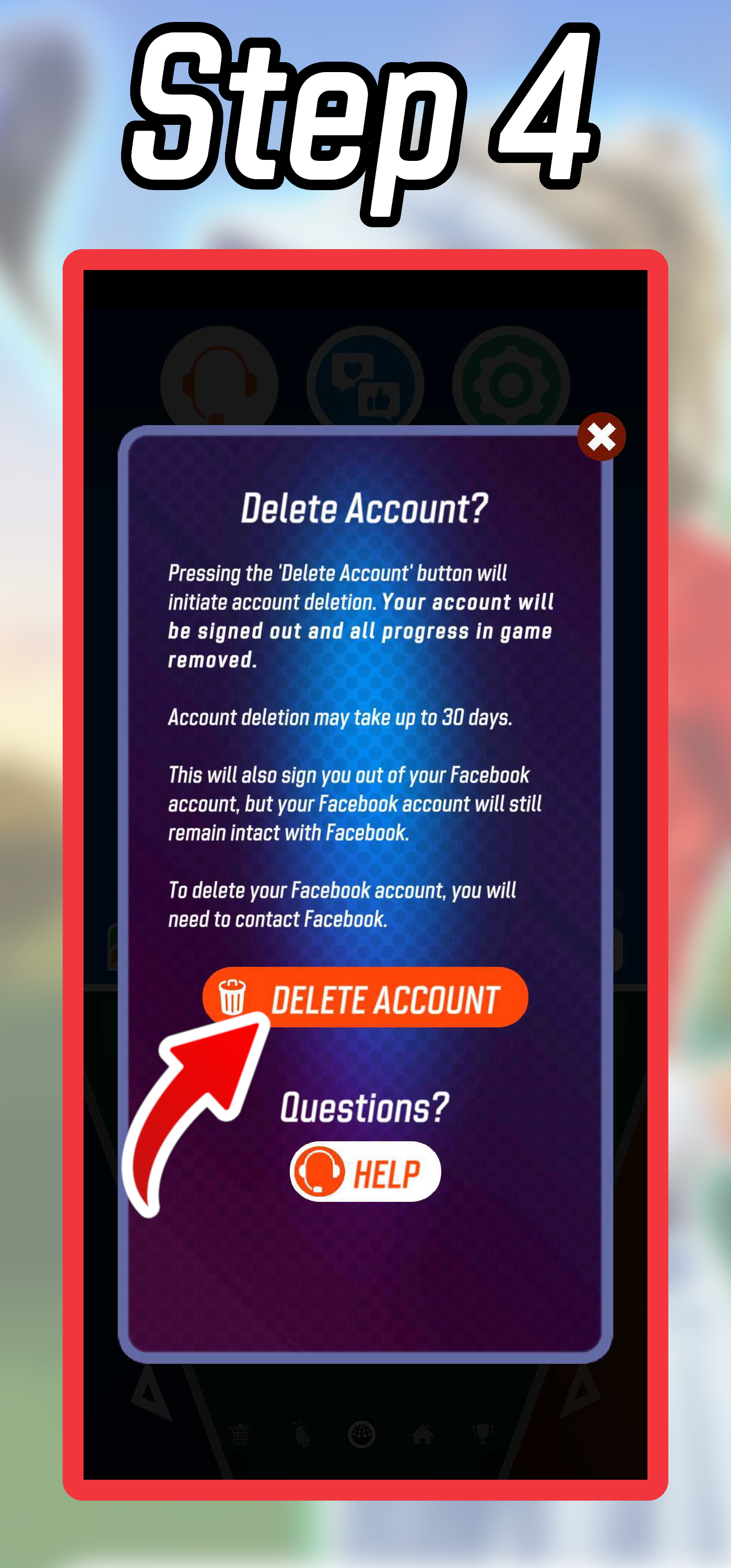 PGA TOUR Golf Shootout Account Deletion Step 4 - Delete Account