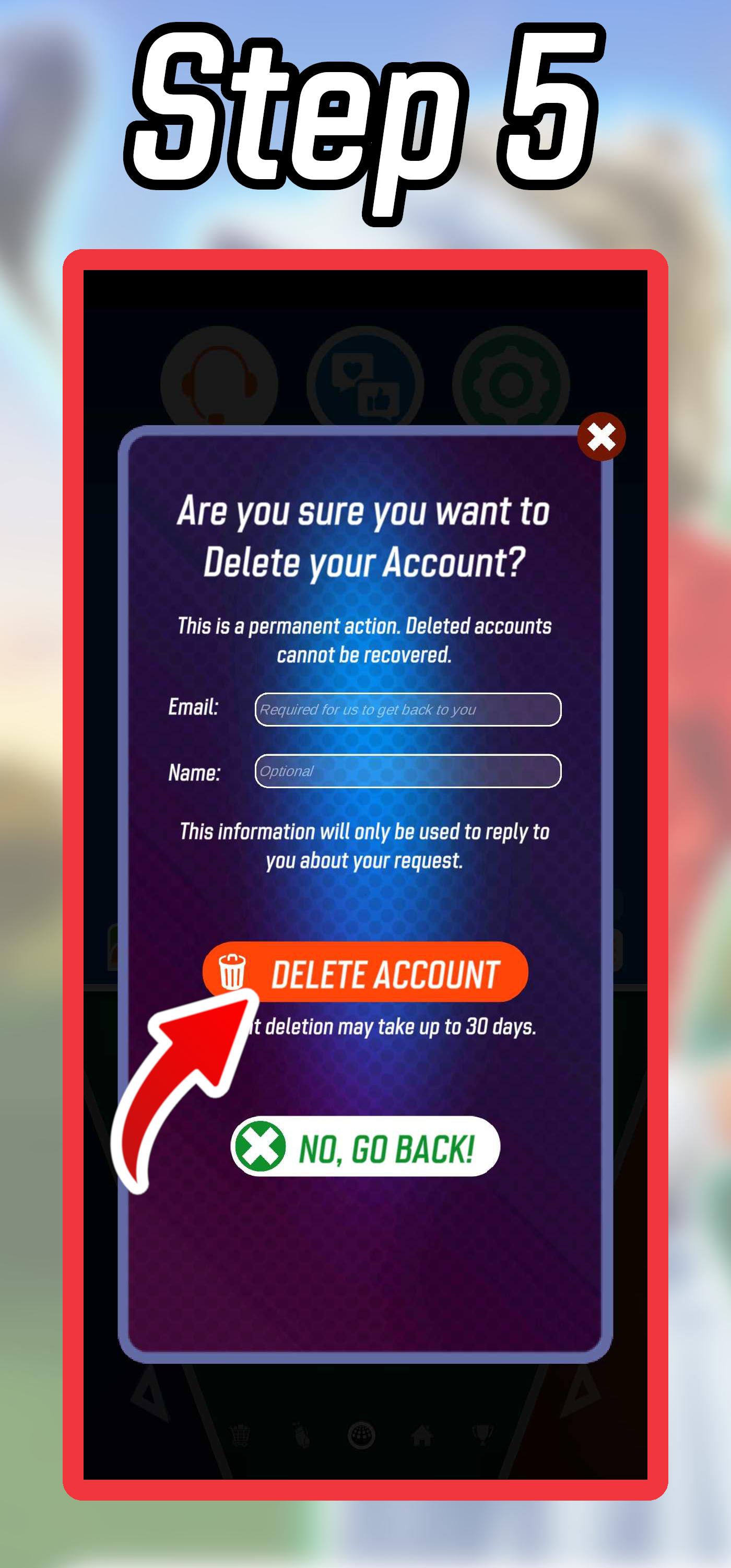 PGA TOUR Golf Shootout Account Deletion Step 5 - Delete Account